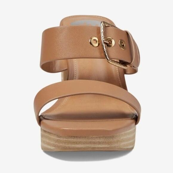 New Dolce Vita Platform Sandal Women's 10 US Beige PU Leather Block Heel Slip-On - Picture 8 of 13